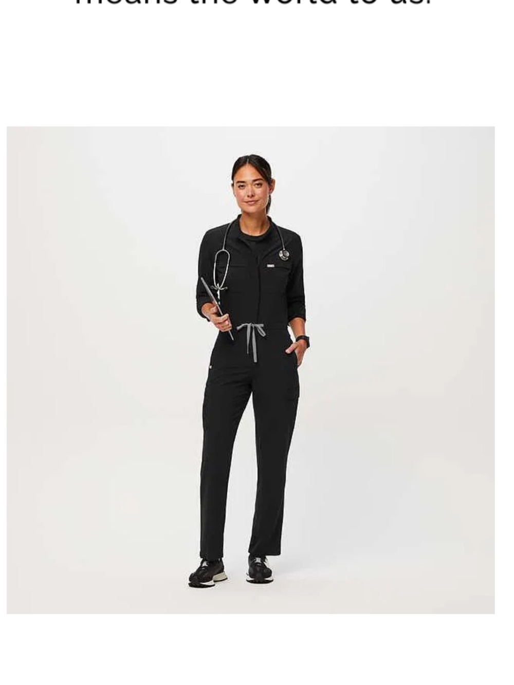 Figs Women’s Black Chantal Cargo ScrubJumpsuit